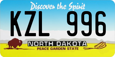 ND license plate KZL996