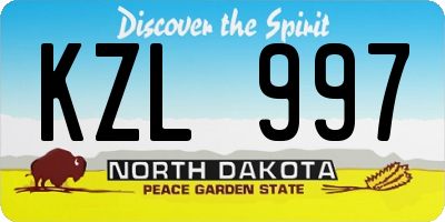 ND license plate KZL997