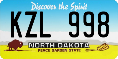 ND license plate KZL998