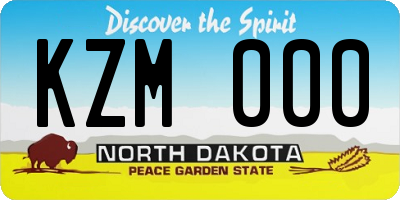 ND license plate KZM000