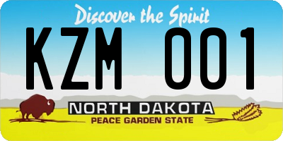 ND license plate KZM001