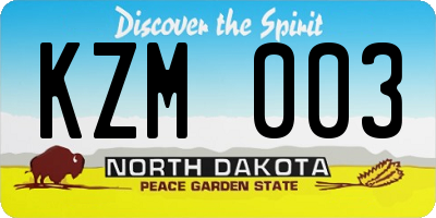 ND license plate KZM003