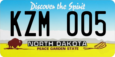 ND license plate KZM005