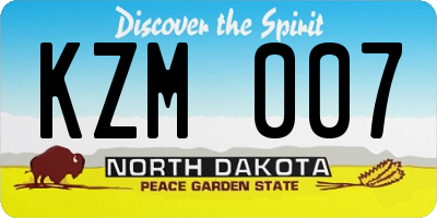 ND license plate KZM007