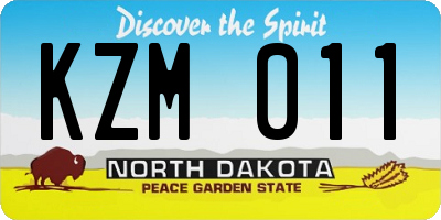 ND license plate KZM011
