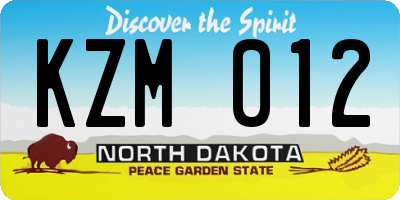 ND license plate KZM012