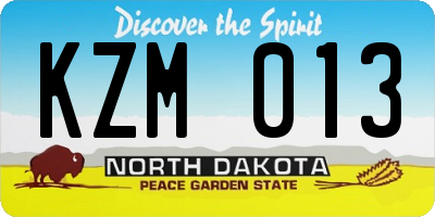 ND license plate KZM013