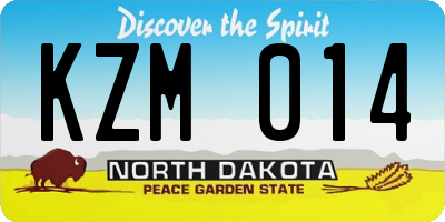 ND license plate KZM014