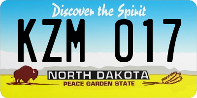 ND license plate KZM017