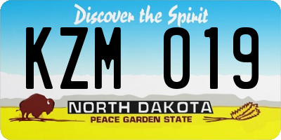 ND license plate KZM019