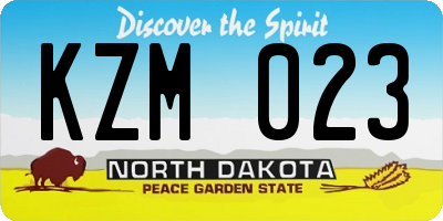 ND license plate KZM023