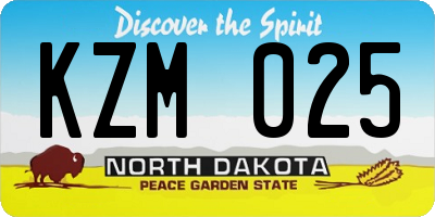 ND license plate KZM025