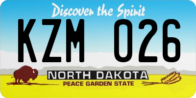 ND license plate KZM026
