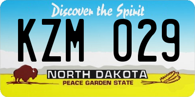 ND license plate KZM029
