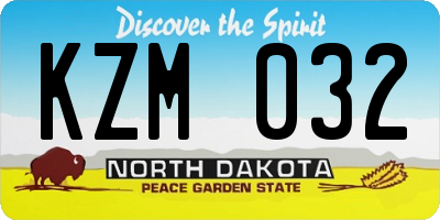 ND license plate KZM032