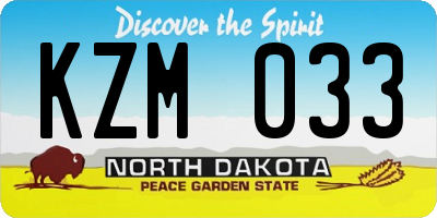 ND license plate KZM033