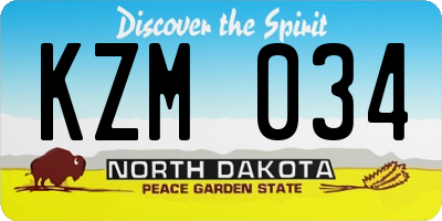 ND license plate KZM034