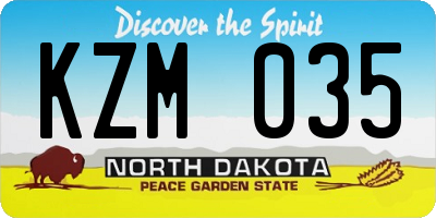 ND license plate KZM035