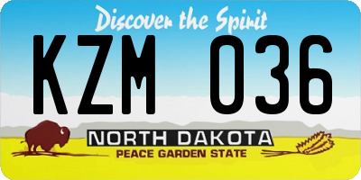 ND license plate KZM036