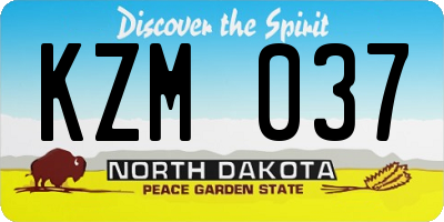 ND license plate KZM037
