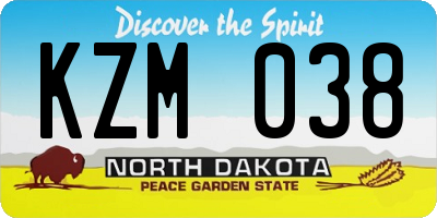 ND license plate KZM038