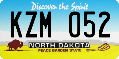 ND license plate KZM052