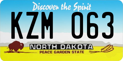 ND license plate KZM063