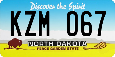 ND license plate KZM067