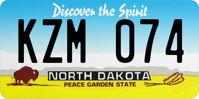 ND license plate KZM074