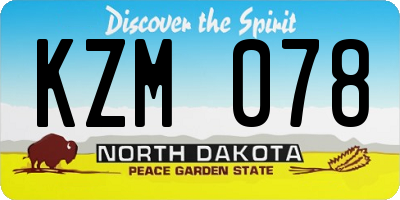 ND license plate KZM078
