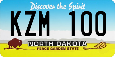 ND license plate KZM100