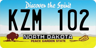 ND license plate KZM102