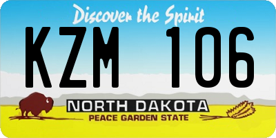 ND license plate KZM106