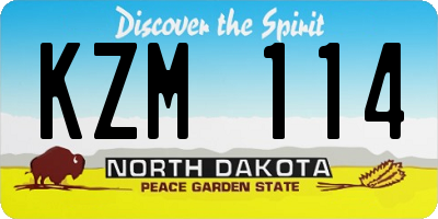 ND license plate KZM114