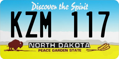 ND license plate KZM117