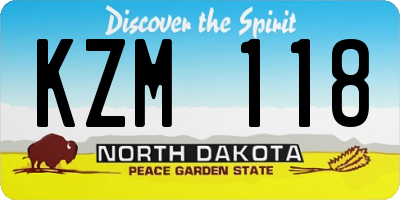 ND license plate KZM118