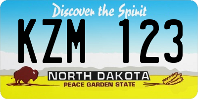 ND license plate KZM123