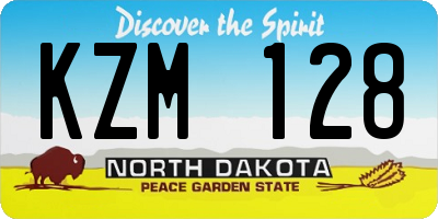 ND license plate KZM128