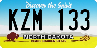 ND license plate KZM133