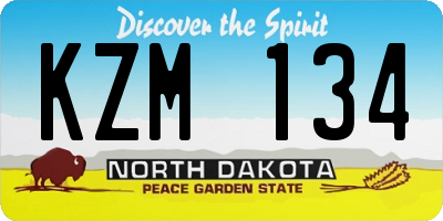 ND license plate KZM134