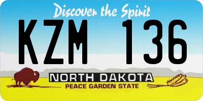 ND license plate KZM136