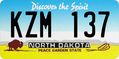 ND license plate KZM137