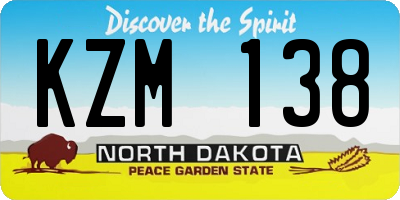 ND license plate KZM138