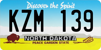 ND license plate KZM139
