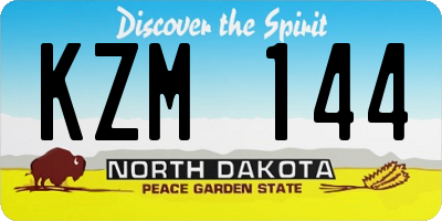 ND license plate KZM144