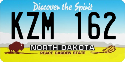 ND license plate KZM162