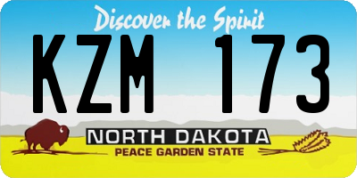 ND license plate KZM173