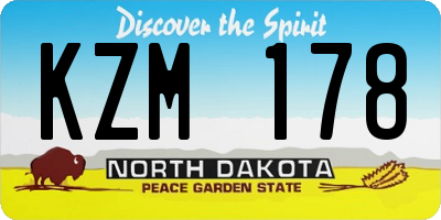 ND license plate KZM178