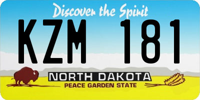 ND license plate KZM181