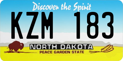 ND license plate KZM183